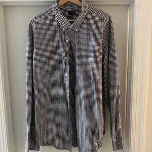 JCREW Mens Navy, Maroon, and White Checkered Shirt